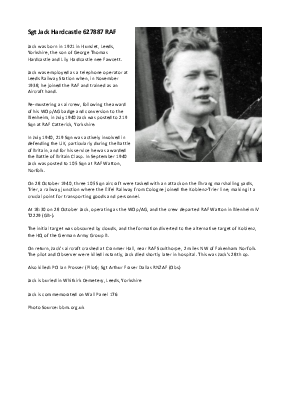A preview of a PDF biography for Hardcastle, Jack